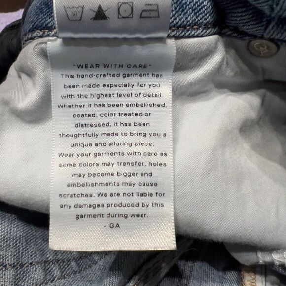 Good American Jeans 2 27 Straight Slim Denim Women Blue Stretch Raw Hem High - Picture 9 of 9